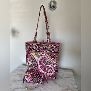 Vera Bradley Very Berry Paisley Tote Bag & Wristlet